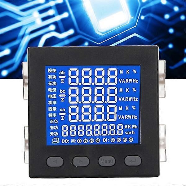 Black 3-Phase Electric Energy Meter LCD Multifunctional Flame Retardant Housing AC220V