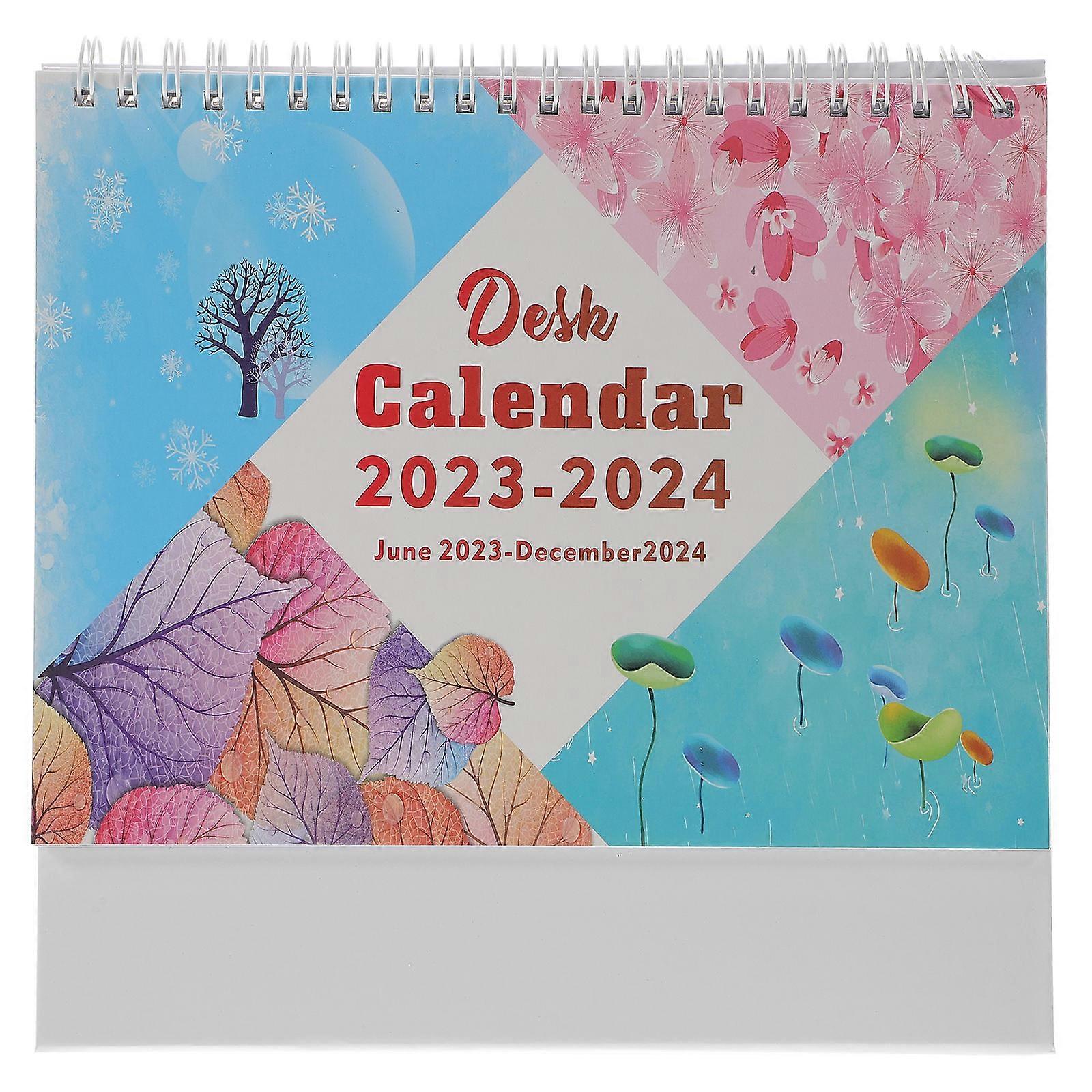 Desktop Calendar 2024 Countdown Calendar Ornament For Office Use Multi Color Time Management 1Pack