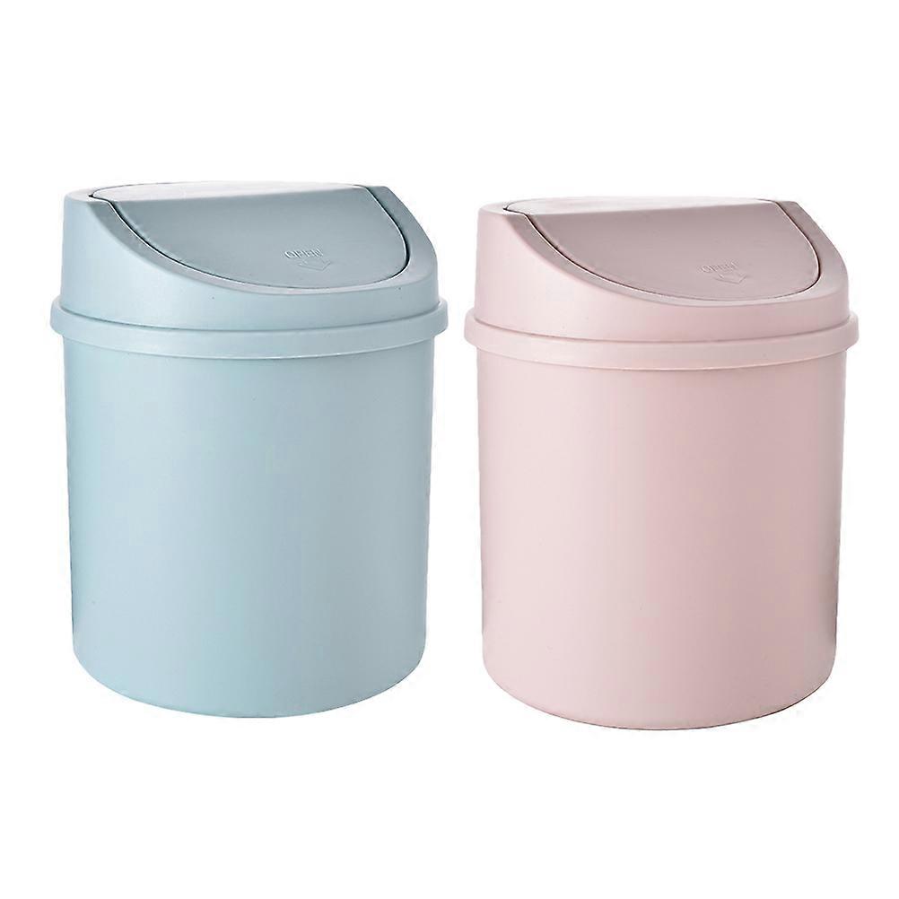 Household Trash Can Mini Desktop Trash Bin for Home Use 2Pcs Blue