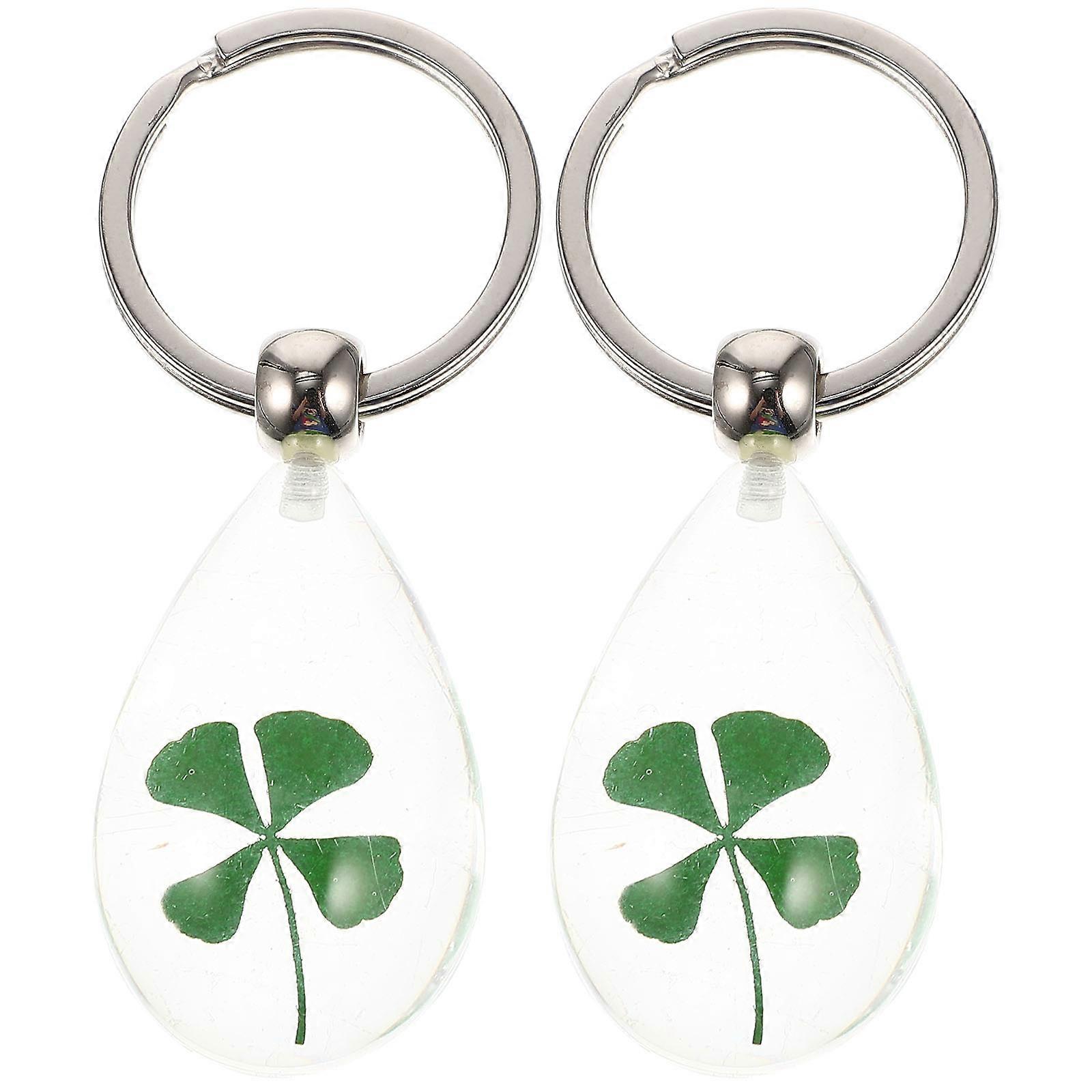 Novelty Keychains Four Leaf Key Holders Assorted Color Backpack Hanging Decor 2Pcs