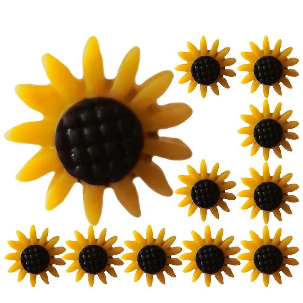 Cute Sunflower Push Pins for Cork Board Made of Resin and Iron Yellow Color 20 Pieces