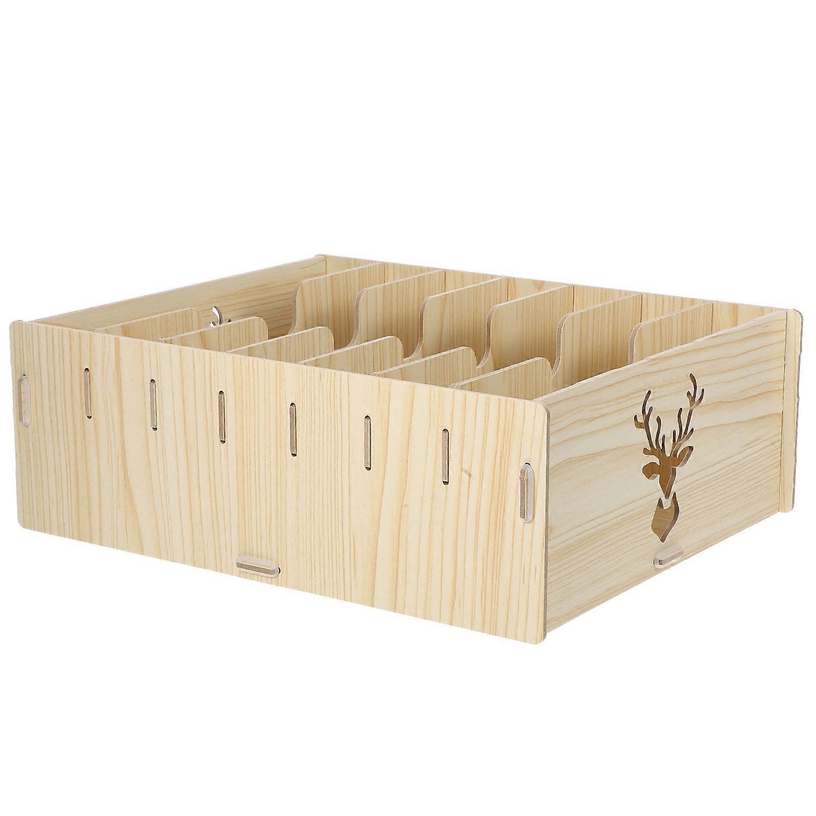 Business Card Organizer Box Desktop Storage Organizer Multifunctional Storage Office Use 12.6×10.4×4.3in Easy Assembly 1Pack