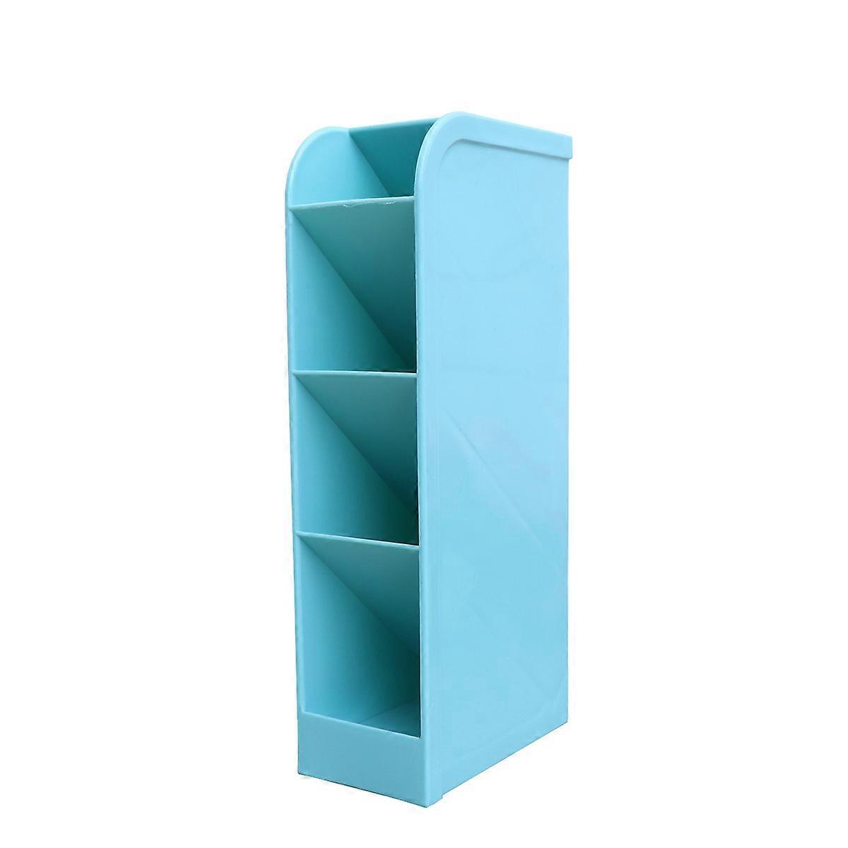 Blue Plastic Makeup Brush Holder for Storage Use Modern and Stylish Diagonal Desk Organizer Small