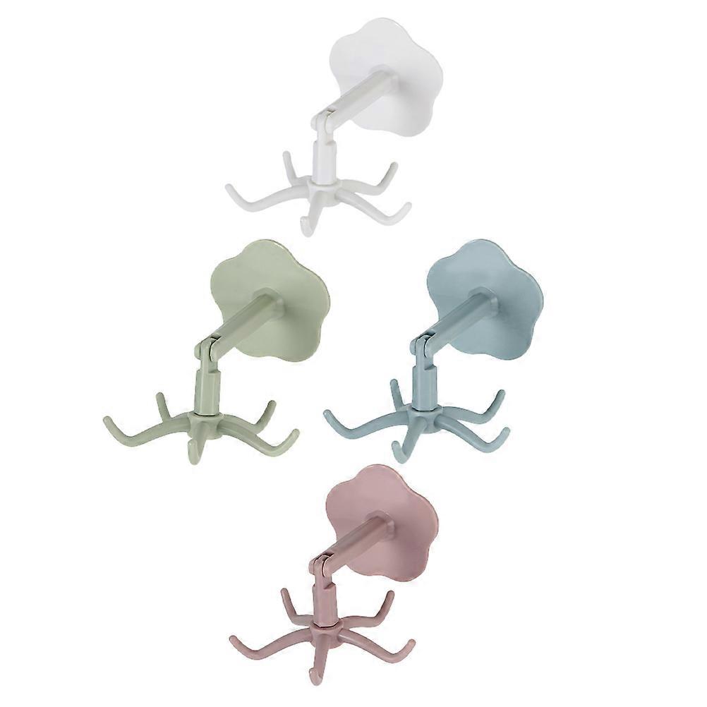 Adhesive Wall Hook for Hair Ties Rotatable Holder 4 Pieces Assorted Color PP Material