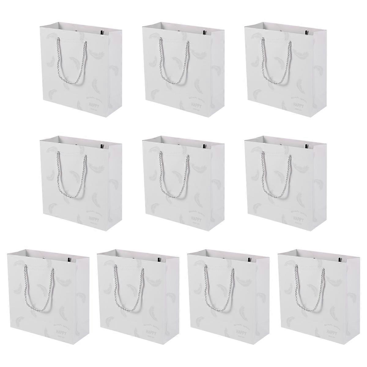 Paper Packaging Bag Rectangular Simple Style For Christmas 7.9×7.9×2.8in Travel Use 10Set