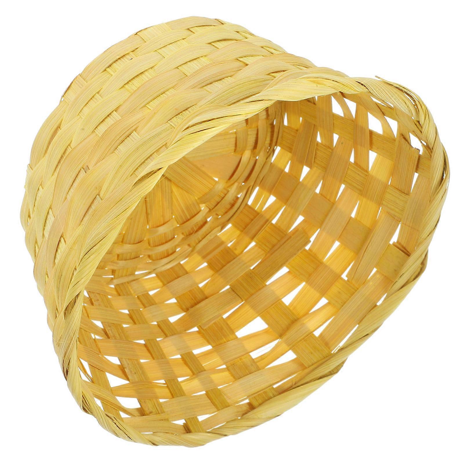 Woven Egg Basket Bamboo Material Storage Solution for Easter Children's Day Decor Yellow 1Set