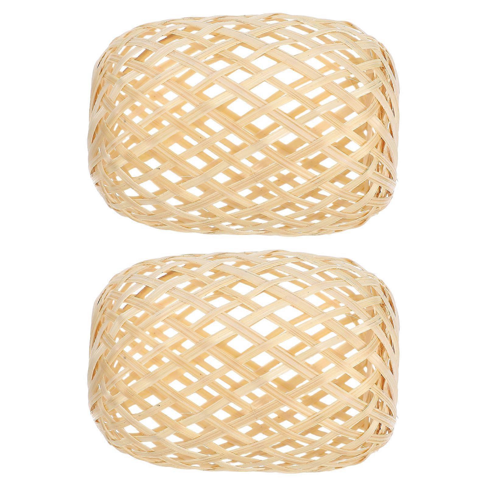 2pcs Mini Bamboo Lamp Shade Handwoven Rustic Pendant Light for Chandelier & Lantern – Unique Country Style Decoration