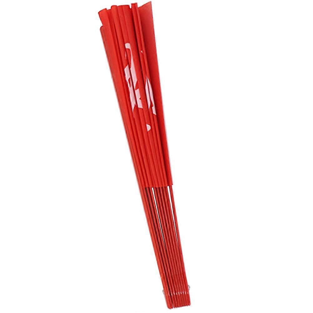 Plastic Chinese Dance Hand Fan Excellent For Performance Photography Props In Elegant Red 1Pack