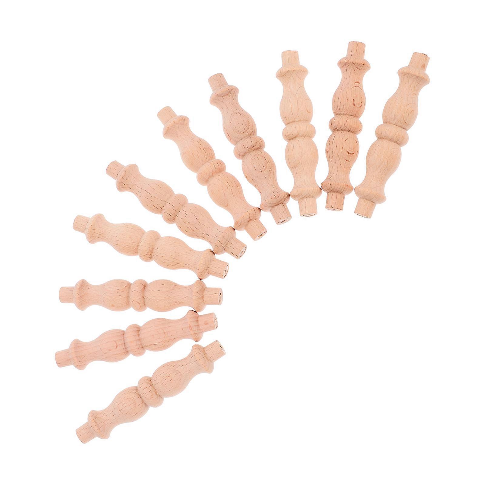 Wood Spindles for Home Use Unfinished Khaki Wood Baluster Spindles for Staircase Deck Railing 10pcs