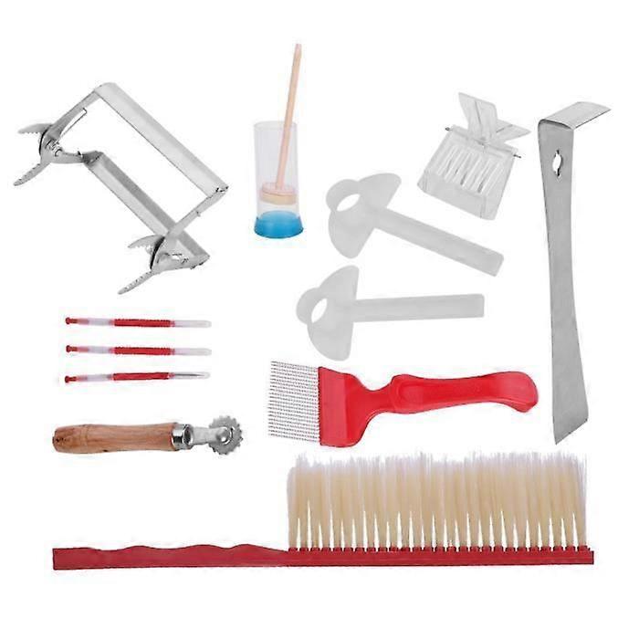 12pcs Beekeeping Tool Kit Bee Tool Stainless Steel Extraction Brush-TIP
