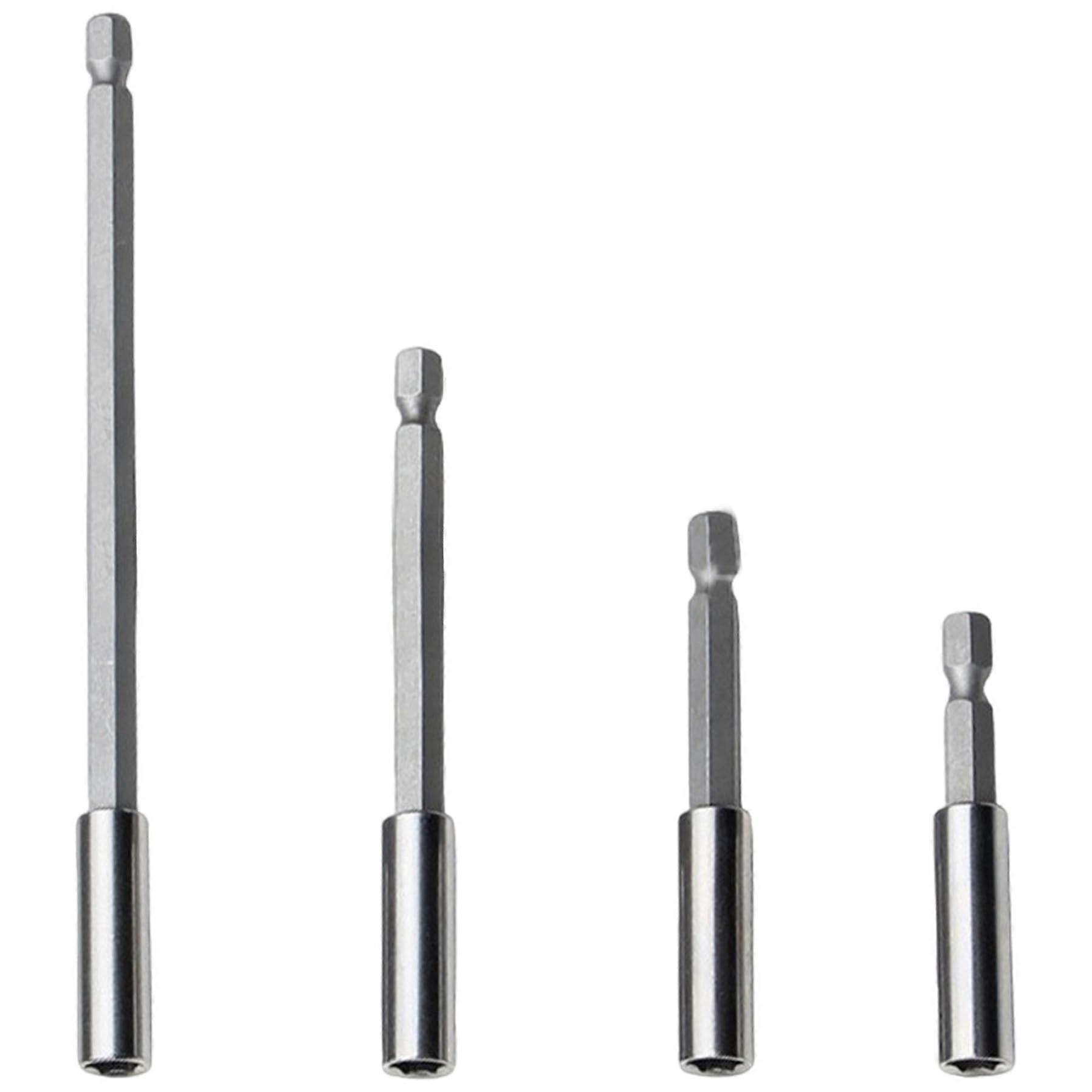 Drill Extension Bit Holder 4-Piece Magnetic Carbon Steel Hex Bit Holder 60/75/100/150 mm High Torque Anti-Slip