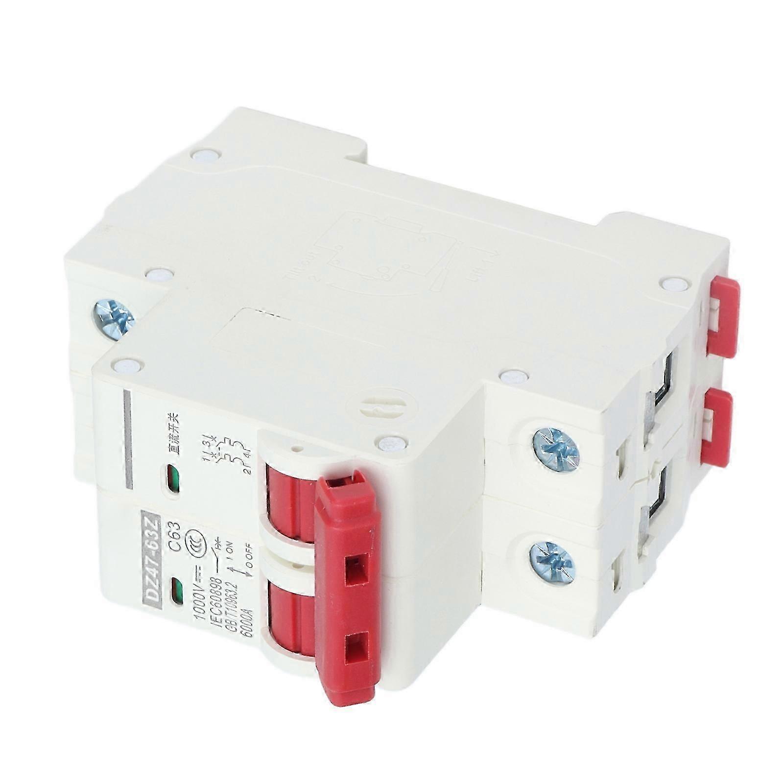 Circuit Breaker 63A DC 1000V Low Voltage 2P DIN Rail Mount with 6000A Breaking Capacity