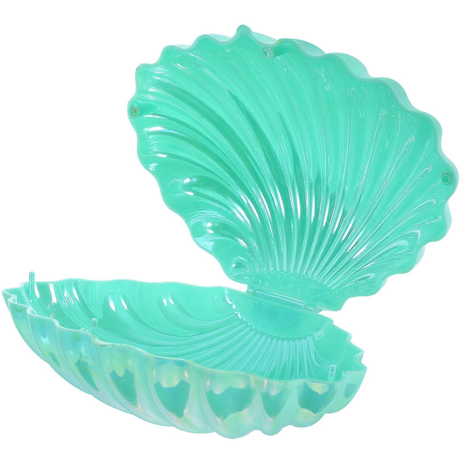 Green Plastic Seashell Candy Box for Storage Use Classy Treat Container 7 x 5 x 3 Inches
