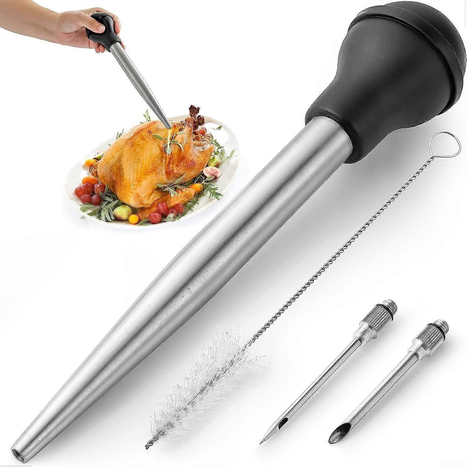 Stainless Steel Turkey Roasting Syringe for Cooking, Meat Injector Easy to Clean, Maximum Suction Power Ref: 7739