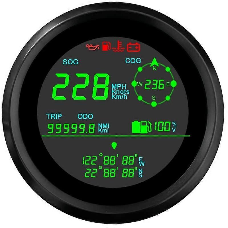 GPS Speedometer Trip ODO COG Fuel Level Voltmeter LCD Digital GPS Speed Indicator (Color: BN)
