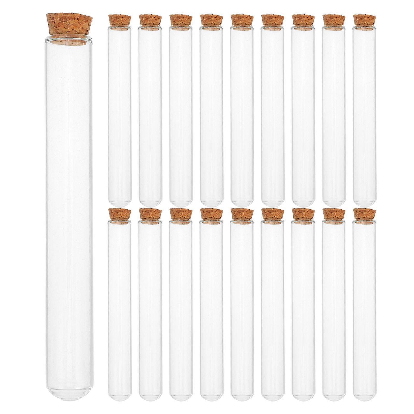 20pcs Thick Glass Test Tubes with Cork Stoppers   Heat Resistant Round Bottom Vials for Lab, Plant Propagation & Craft Projects