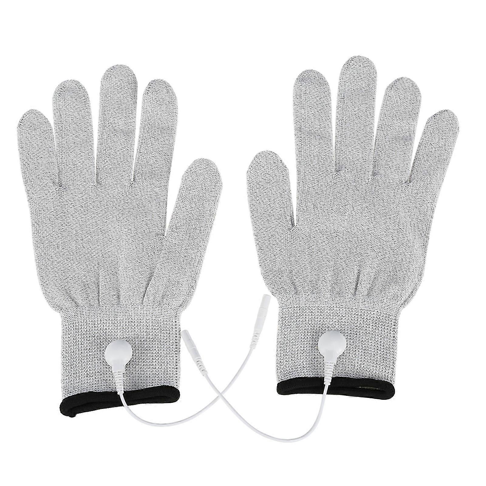 1 paire de dizaines de gants de massage d’électrode conductrice de machine fils conducteurs d’électrothérapie (L)