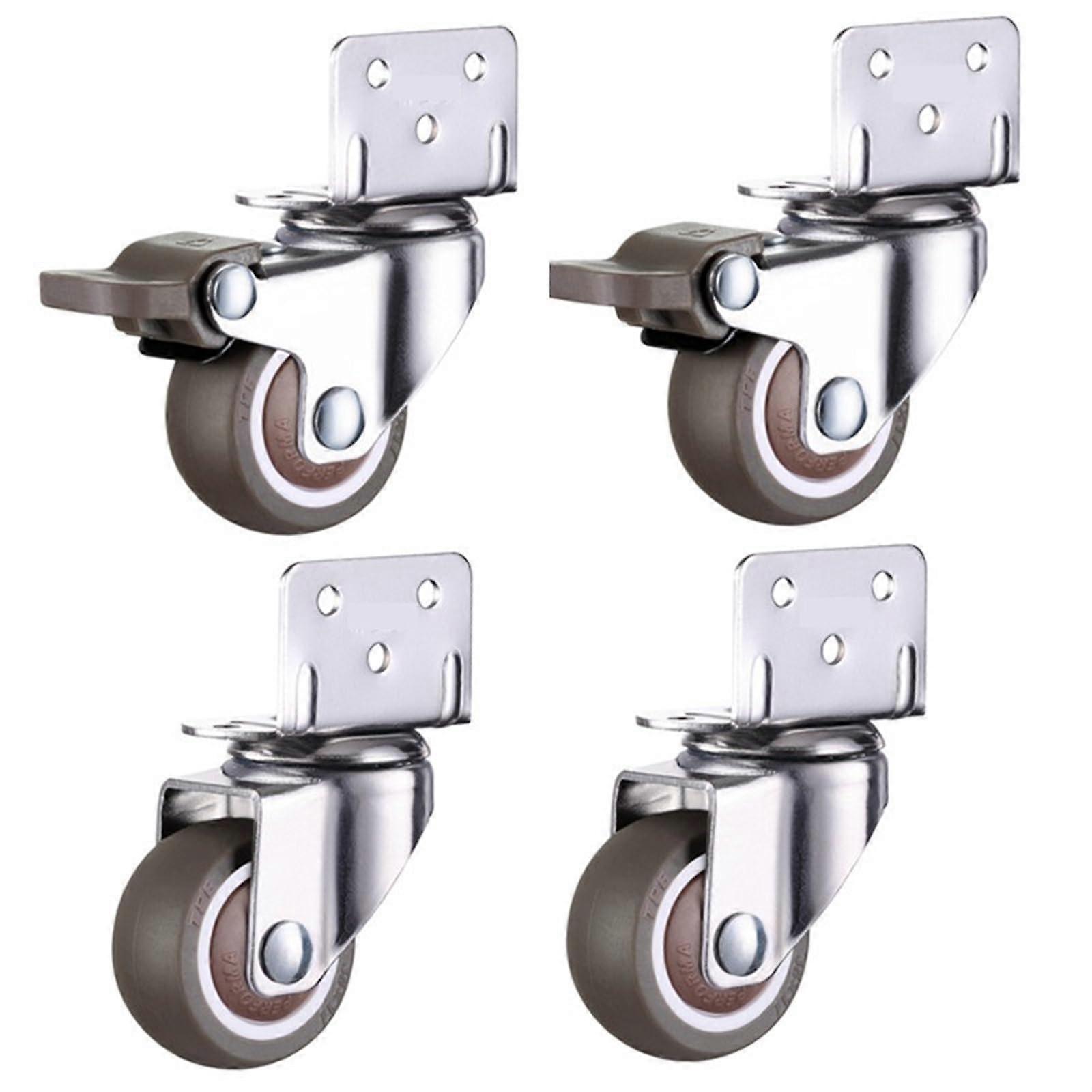 Pack of 4 Soft Rubber Swivel Castors for Trolley Wheels (2 Brake 2 No Brake)
