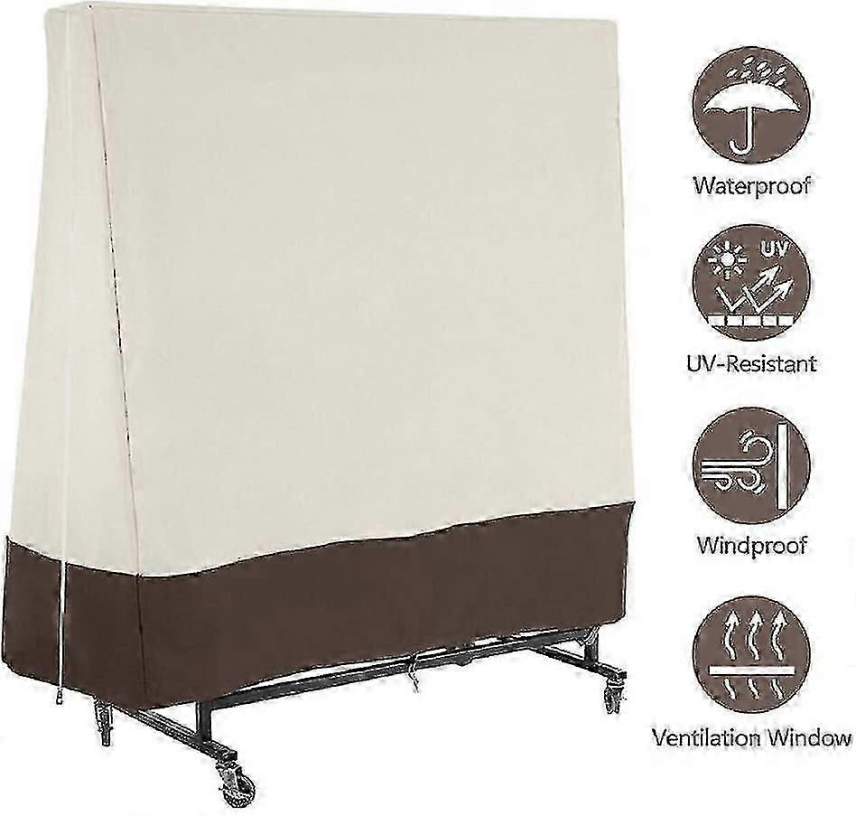 Interior exterior Oxford Cloth Impermeable Table Tennis Cover Beige With Brown