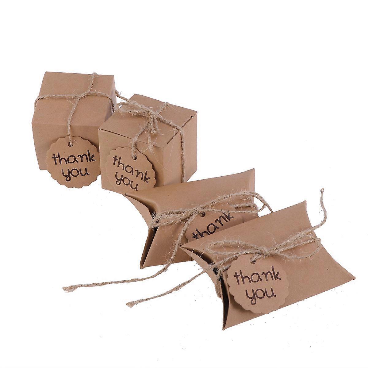 20Set Kraft Paper Thank You Candy Boxes For Party Supplies Perfect For Reception Desk And Food Table 11.5 X 7cm And 15 X 10cm