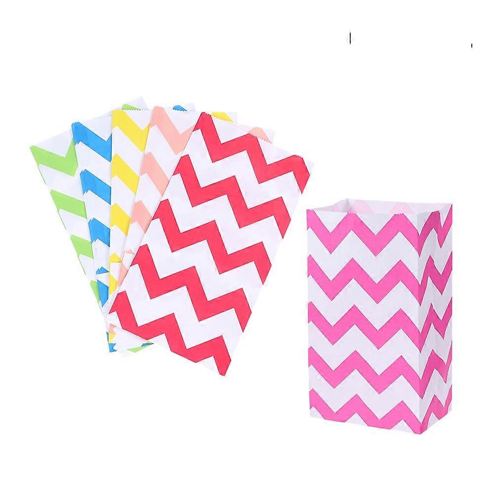 Assorted Color Kraft Paper Bags 60 Pcs Multicolour Design Gift Bags For Baking Parties Oil-Proof Package Supplies