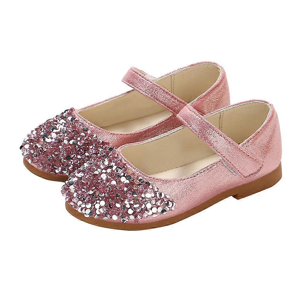Pink Dancing Shoes for Girls with Rhinestone Decoration PU Material Perfect for Performance