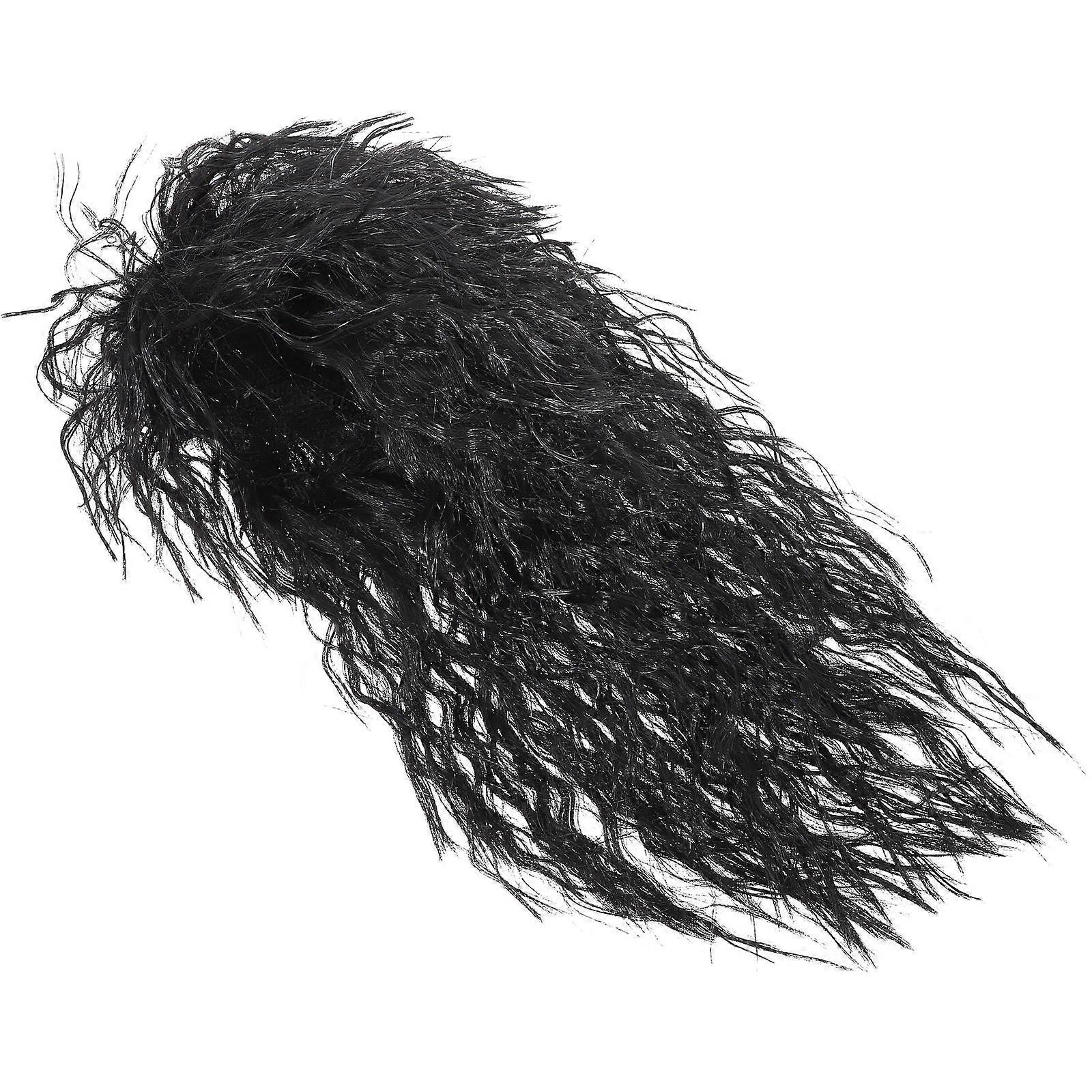 80s Style Long Curly Wig for Party in Black Color Made of Artificial for Decor