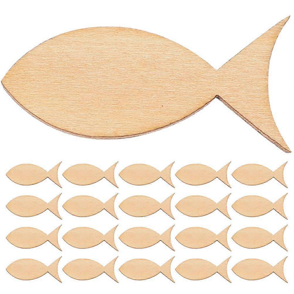200pcs Wooden Fish Shape Cutouts DIY Craft Blank Fish Slices Unfinished Wood Slices