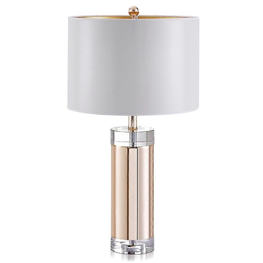 Table Lamp Crystal Glass Night Lamp With Fabric Shade, LED Desk Lamp For Living Room And Study, Warm Decorative Light