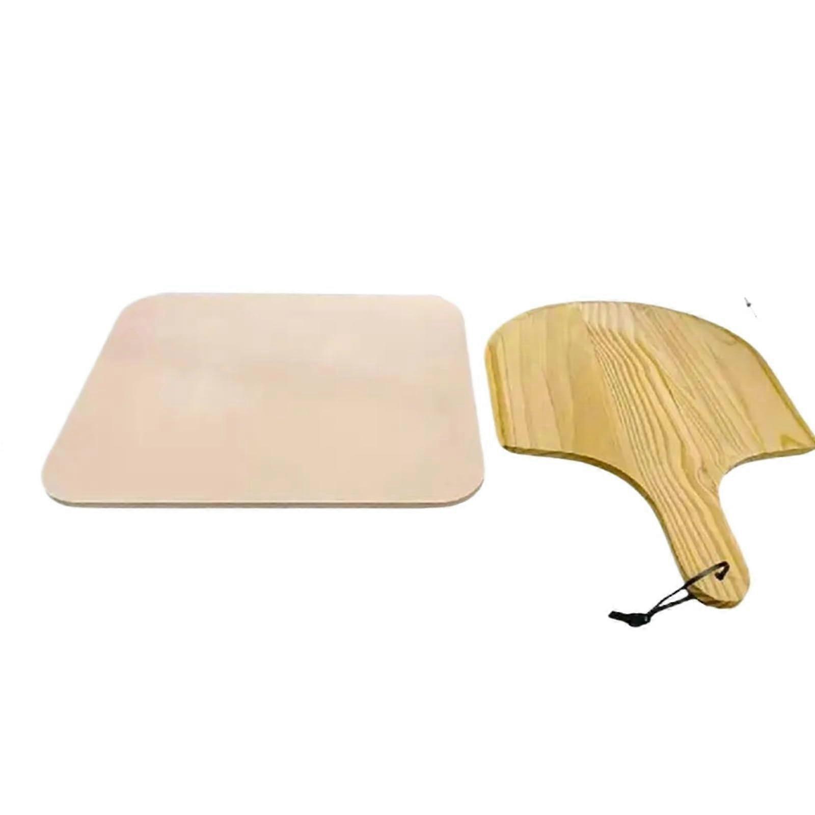 Pizza Stone Set 38.1 x 30.5 cm Cordierite Baking Stone with Wooden Peeling Paddle for BBQ, Grilling, and Oven Use