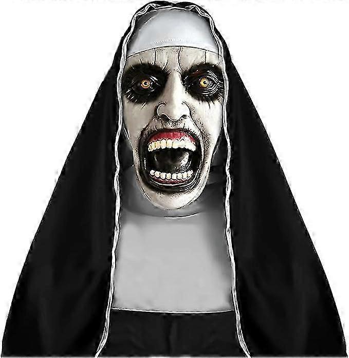 Scary Halloween Mask, Halloween Nun Horror Mask, Latex Horror Mask, Halloween Latex Full Head Mask, Scary Halloween Mask for Adult Cosplay Props