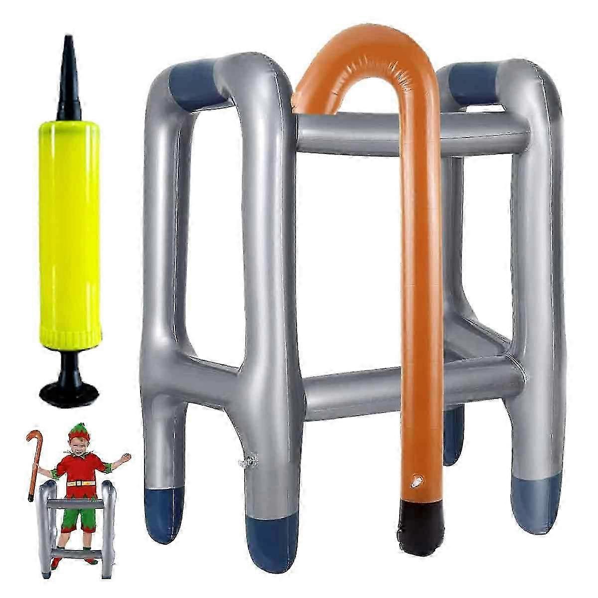 Uppblåsbar rollator, uppblåsbar gånghjälp, uppblåsbar käpp för karneval, karneval födelsedag, cosplay inkl. pump Edition 0816
