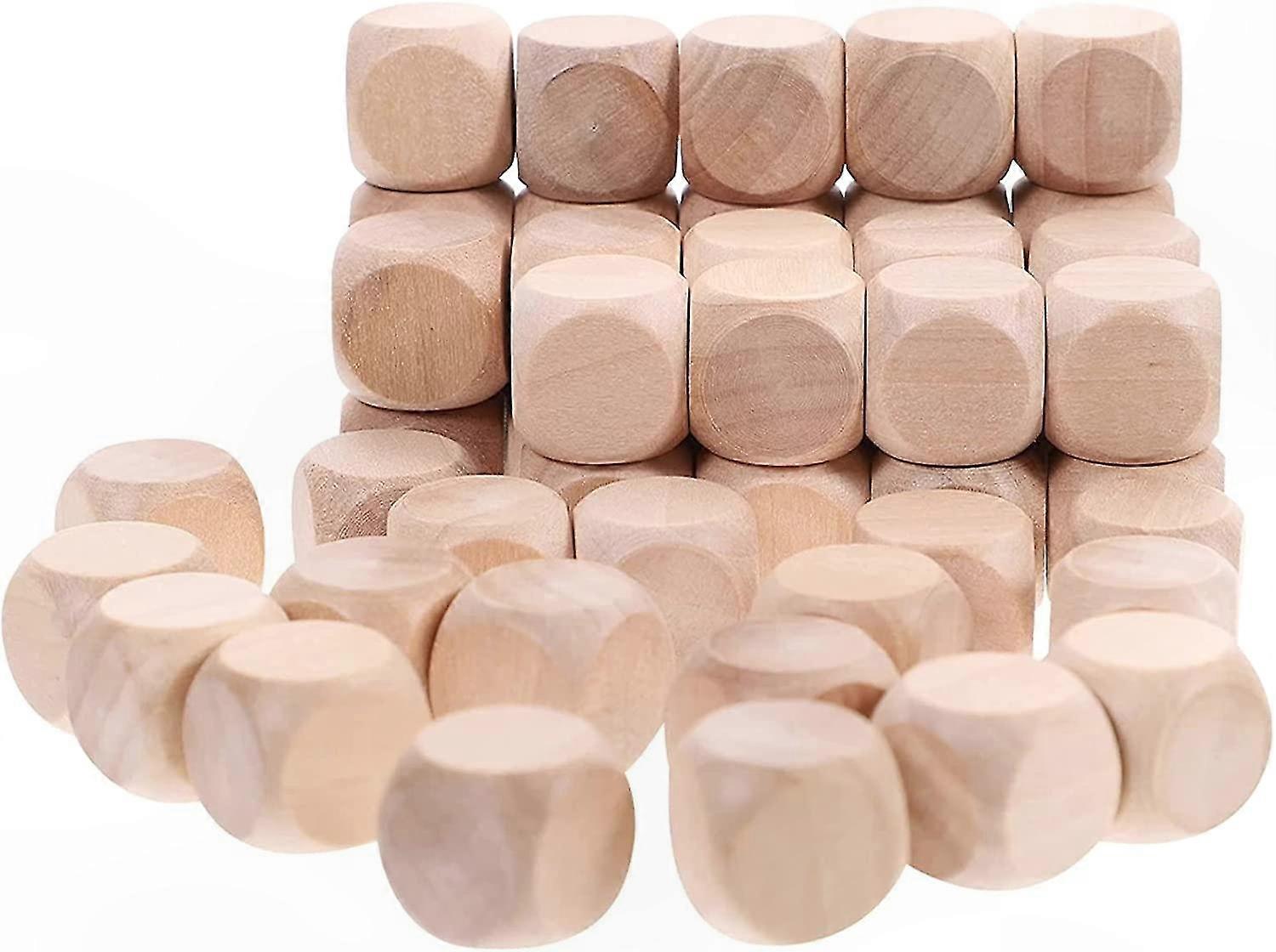 50 Pack Unfinished Wooden Dice Cubes for Crafting, Blank Game Dice for Painting, Labeling, Decorating, or Customizing Projects