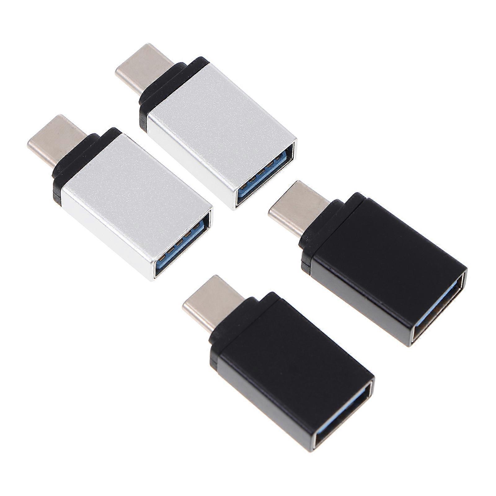 4pcs USB Type C Converter Devices Phone Adapters Assorted Colors