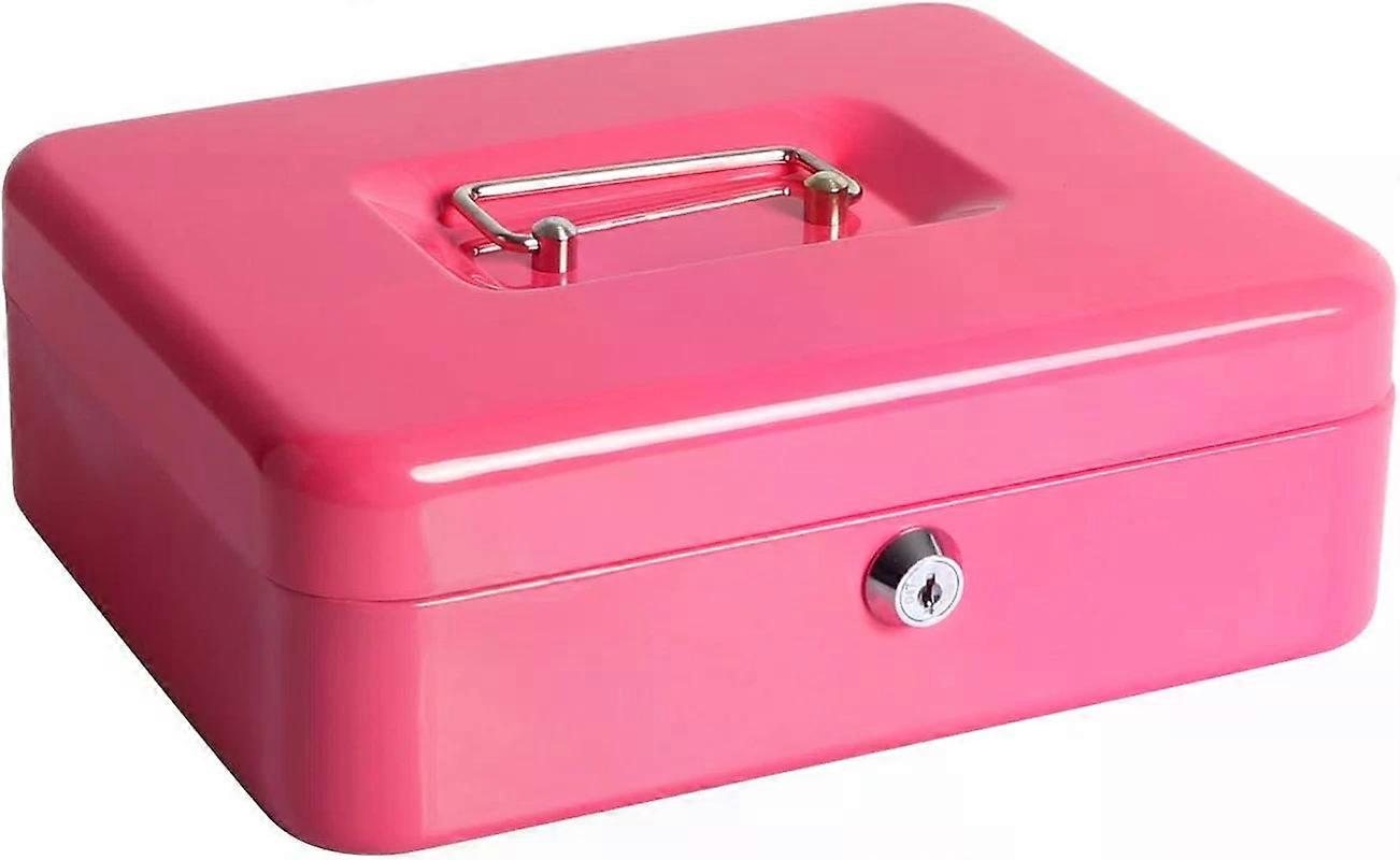 Cash Box with Money Tray, Large with Key Lock, Removable 5-Compartment Tray, 9.8"L x 7.1"W x 3.7"H