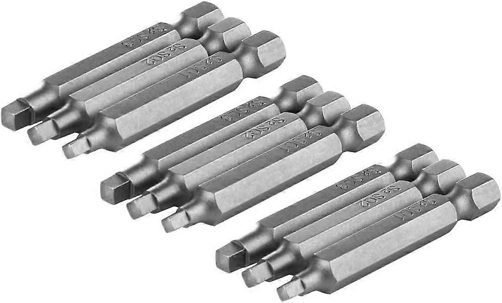 6.35mm Shank 3-Piece Set Magnetic Square Head Screwdriver Bits, S1 S2 S3 Screwdriver Bit Set, 2" Length (9 Pieces in Total)