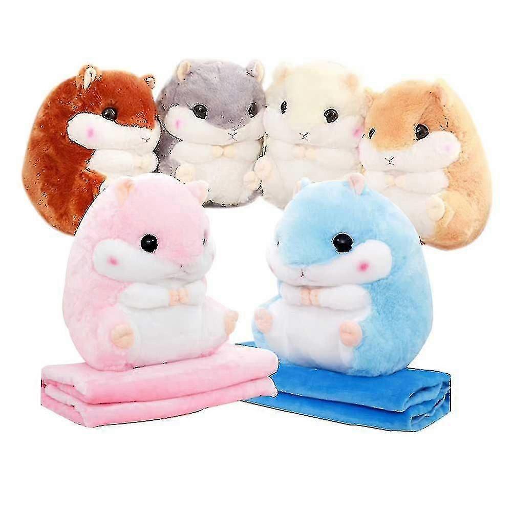 Cute Plush Hamster Stuffed Animal Toys With Blanket_z