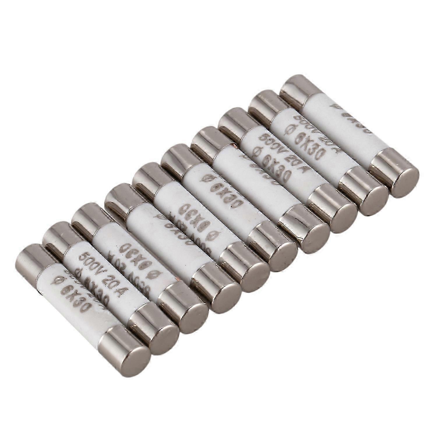 10 Pieces 6mmx30mm 20A Faset-Blow Ceramic Fuse Link 500V