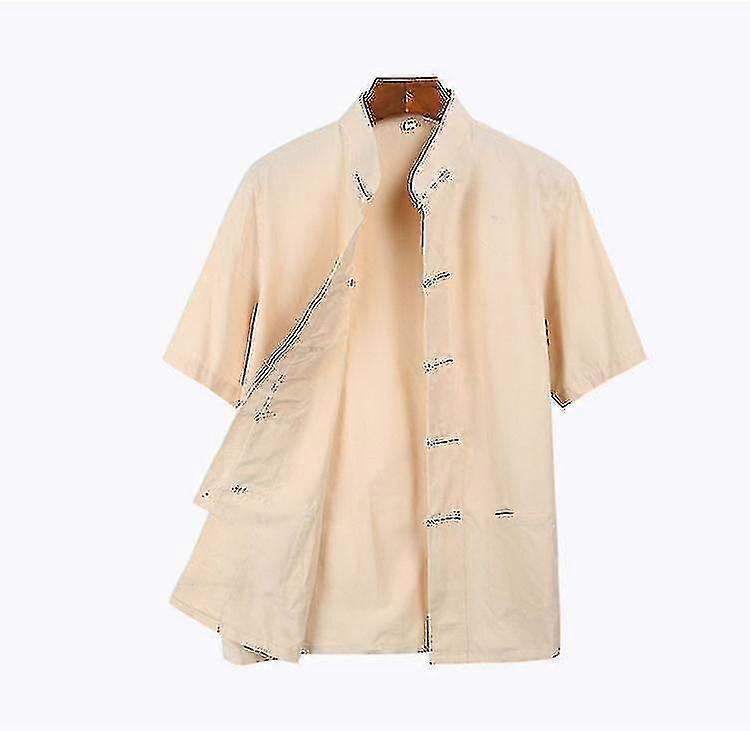 القطن تانغ بدلة أعلى الرجال الصيف الكونغ فو تاي تشي قميص موحد بلوزة قصيرة الأكمام الملابس الصينية التقليدية