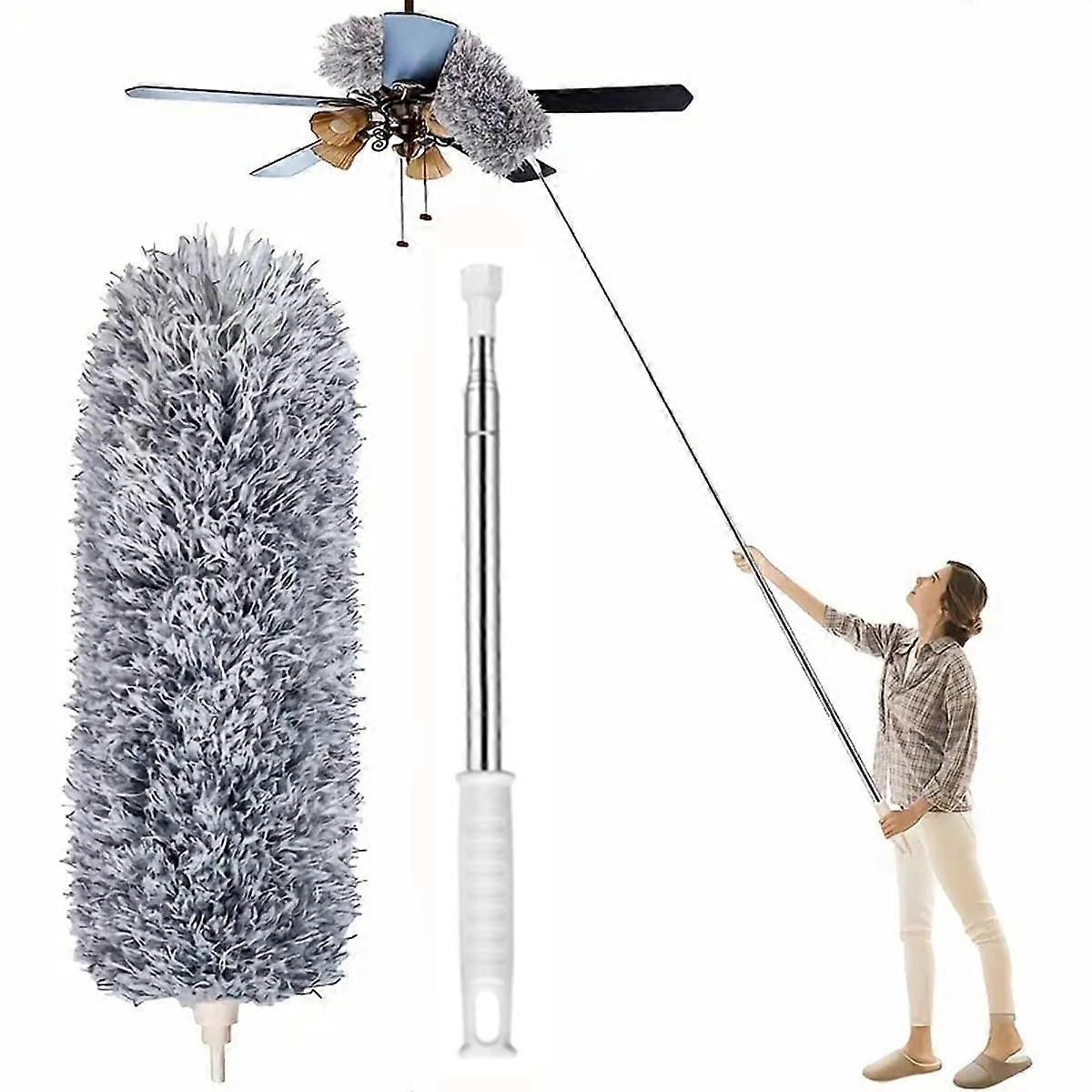 Extendable Microfibre Duster with Telescopic Pole, 254 cm Length, Bendable Head for Ceiling Fan Cleaning