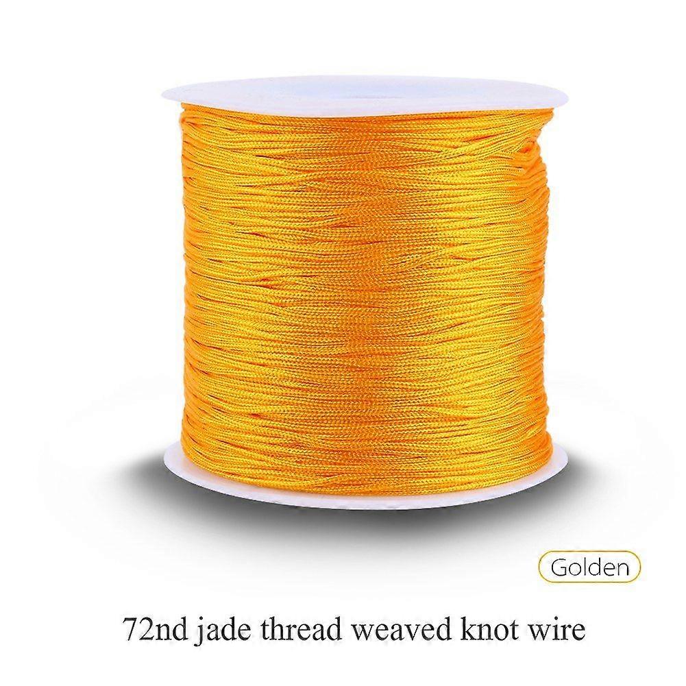 100 متر × 0.8 مم حبل نايلون صيني بعقدة ذيل الفأر، خيط مكرمية شامبالا ذهبي