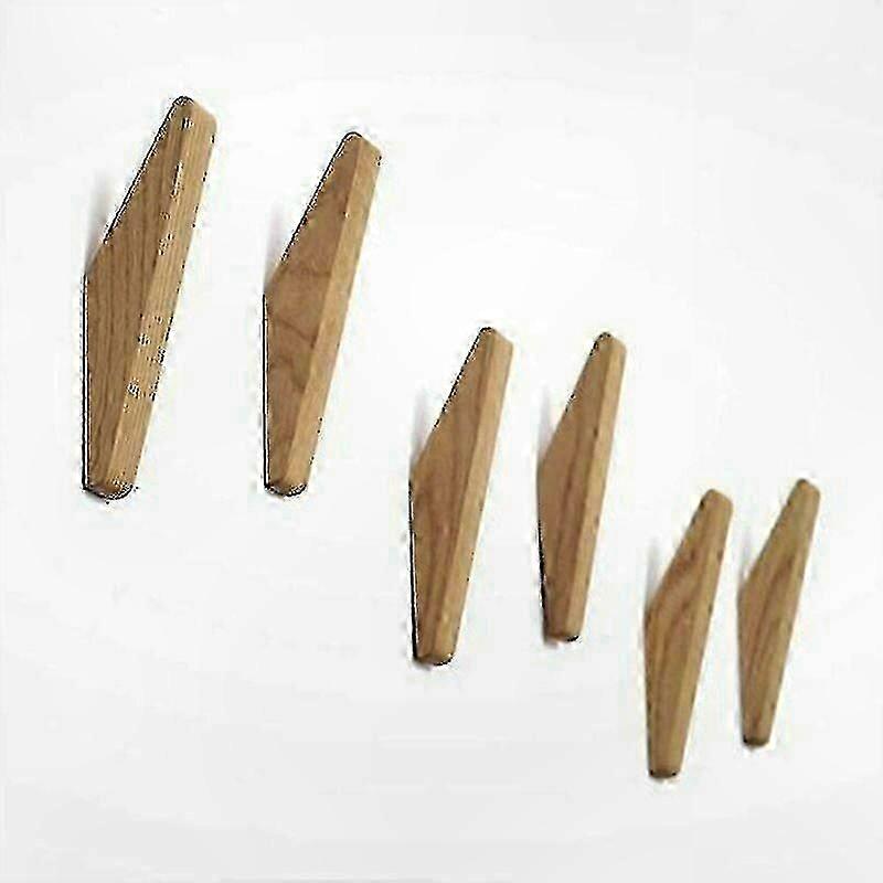 6-Pack Wooden Wall Hooks, 5kg Capacity for Coats, Hats, and Towels, Rustic Design for Home Use