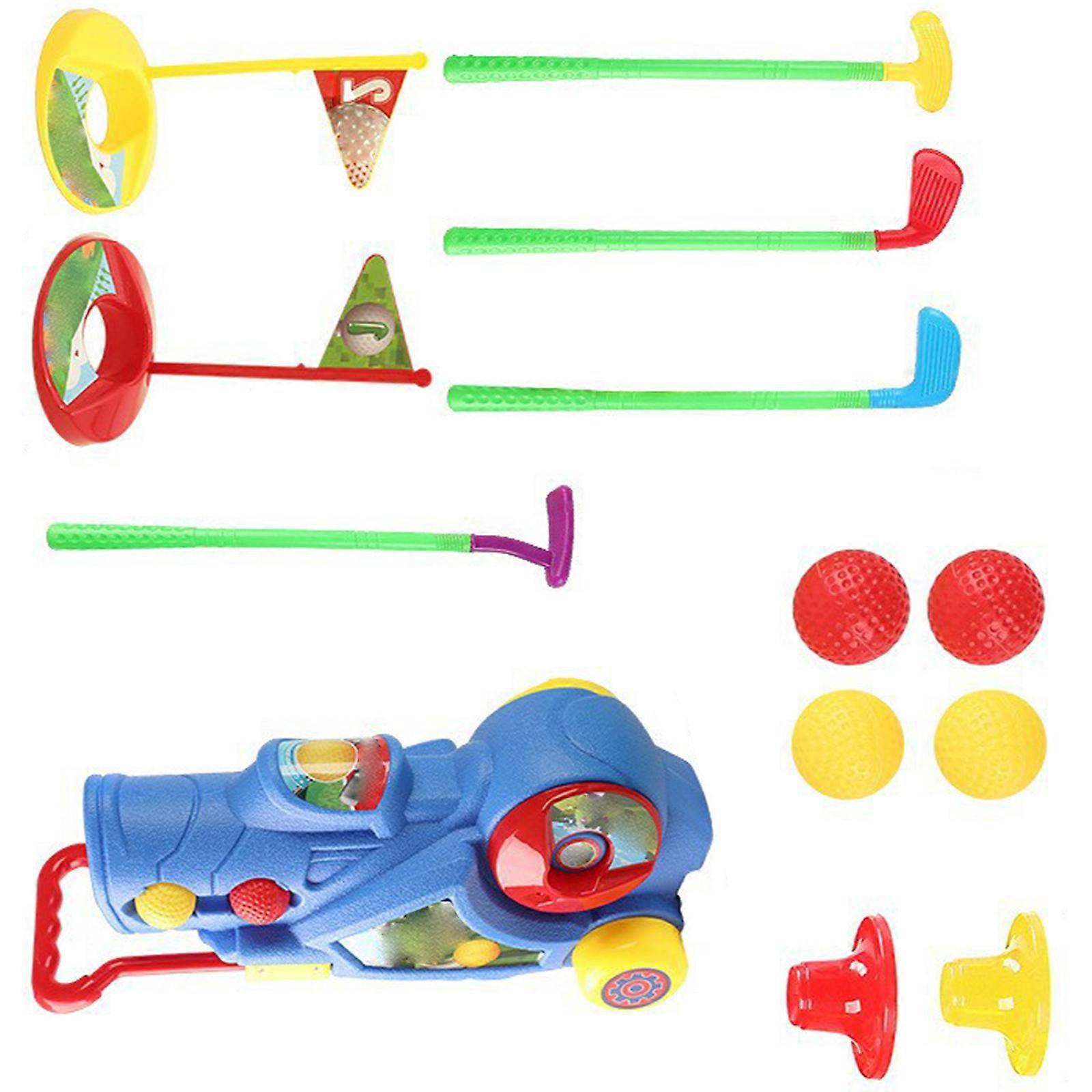 Portable Kids Golf Set Compact Retractable Case Perfect For Travel Backyard Play Enhances Focusing Skills Multicolor