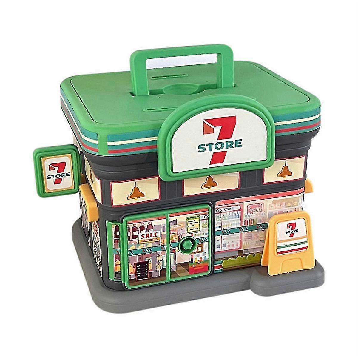 Portable Store-Shaped Money Box with Key Lock A