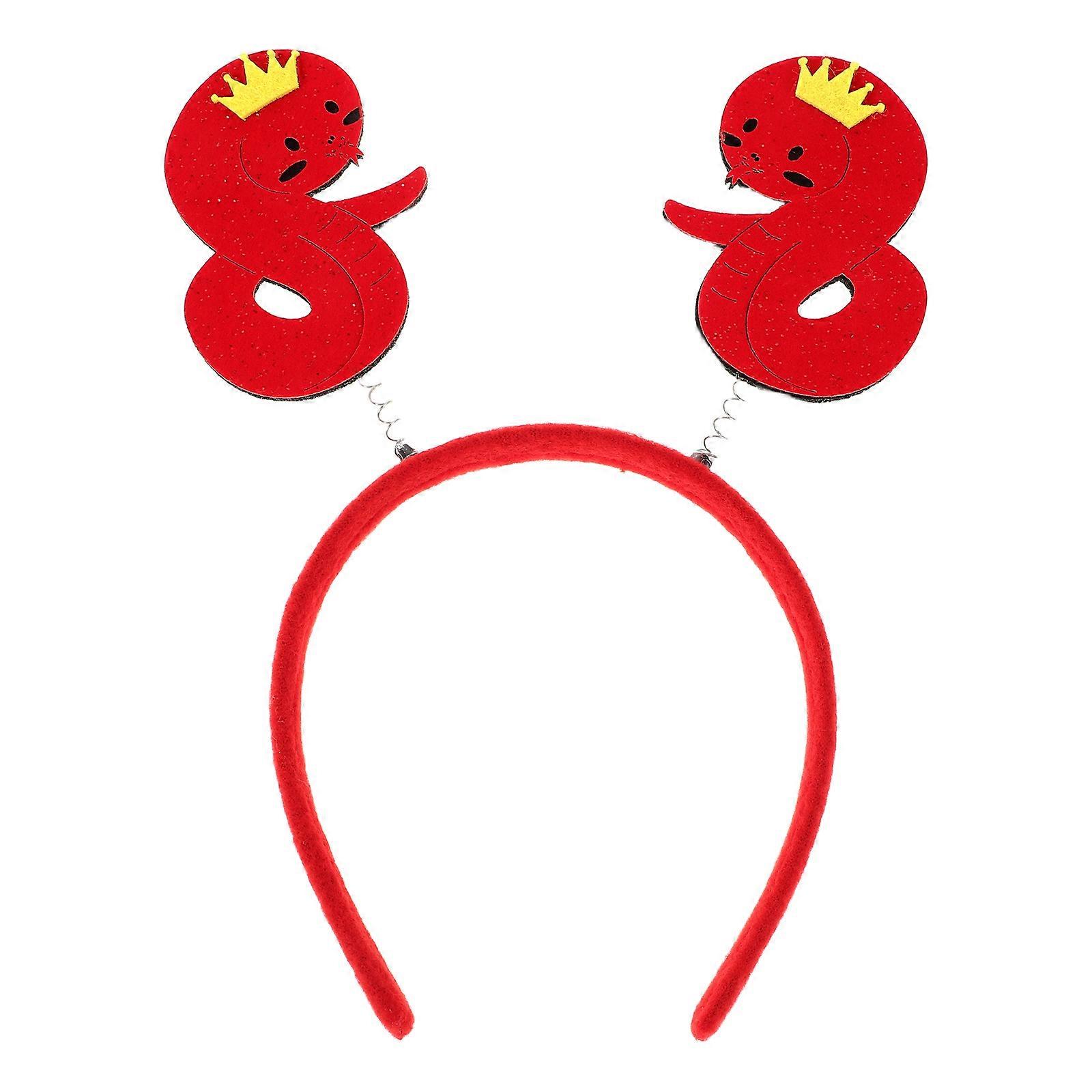 Snake Year Hairband Cute Snake Shaped Headband for Party Red Fabric