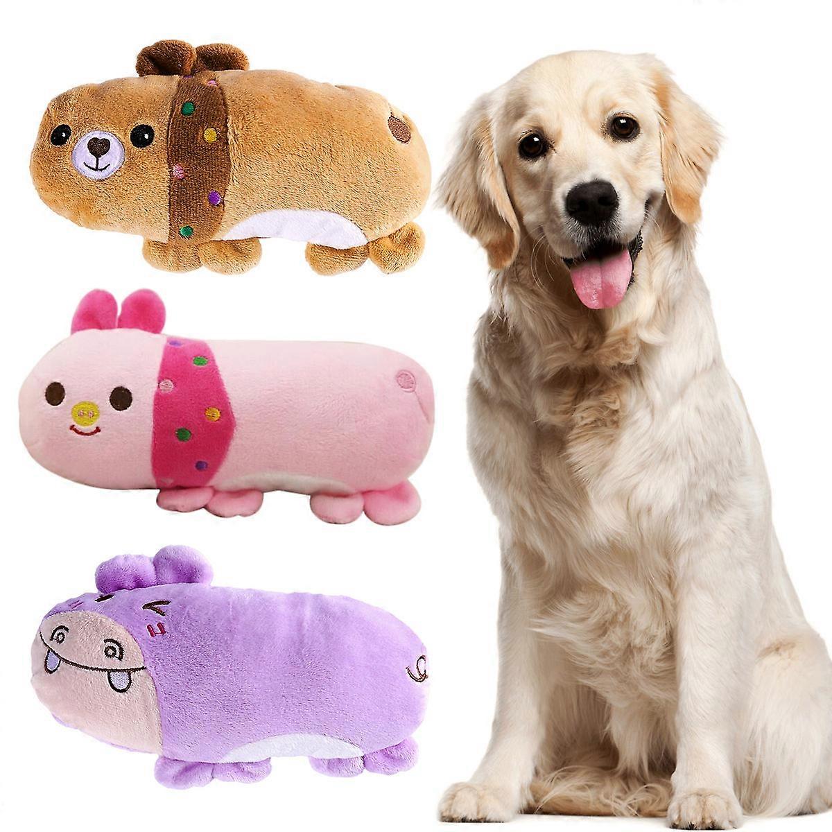 Plush Squeaky Toys for Dog Training Assorted Color 3pcs Helps Expel Energy and Reduce Anxiety 7 inches
