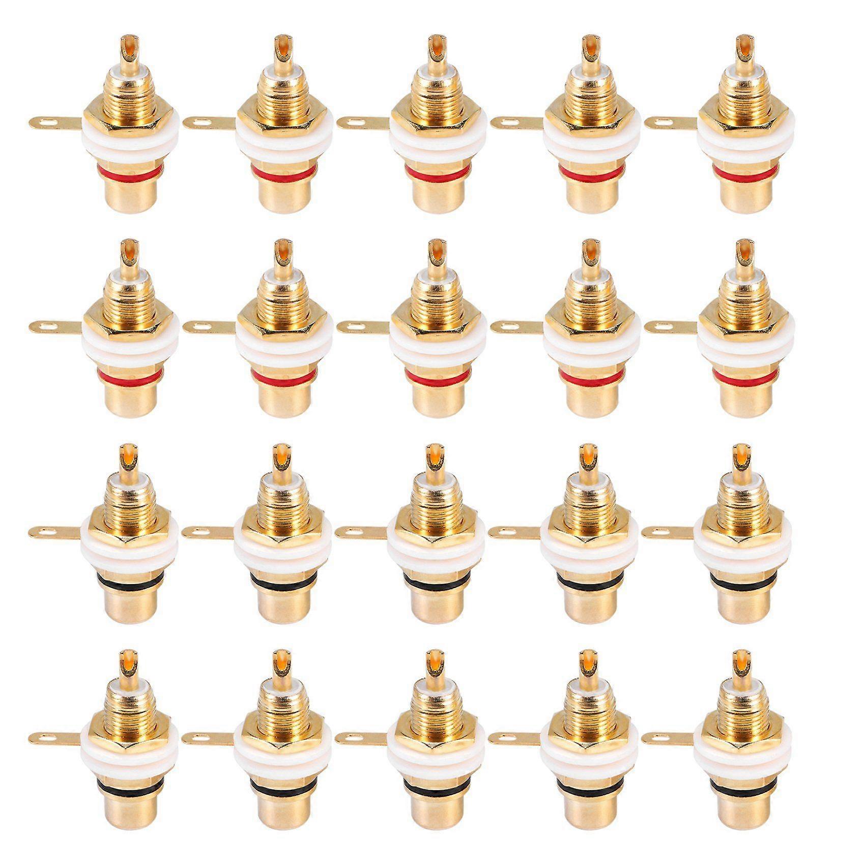 20Pcs Gold Plated RCA Terminal Plug Female Socket Chassis Panel Connector for Amplifier Speaker