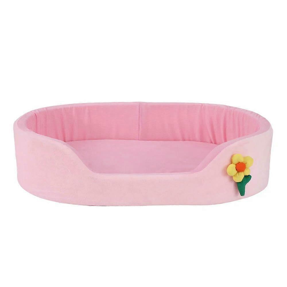 Dog Bed Summer Cool Round Elastic Pink Ice Silk DoubleSided Mat Soft Windproof Thickened Large Cat Cushion