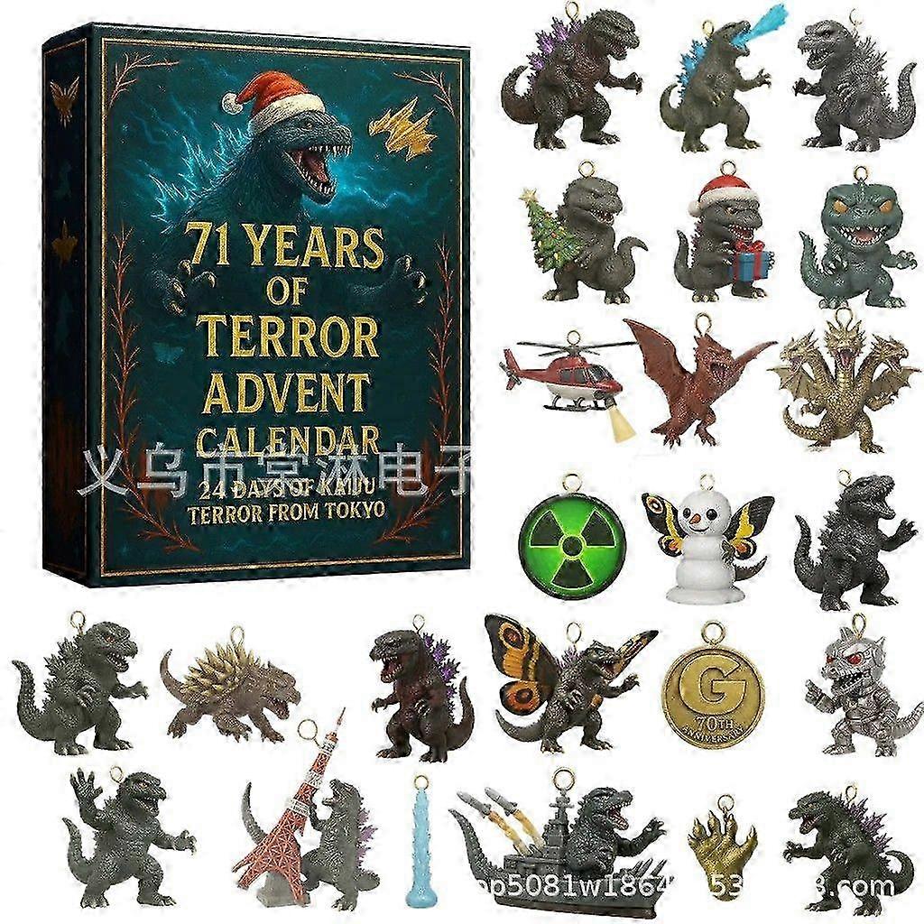 2025 71Years Of Terror Advent Calendar, Acrylic Dragon Christmas Countdown Calendars 2026, 24 Day Toy Ornament Decor for Holiday Wall Desk Tree Classr