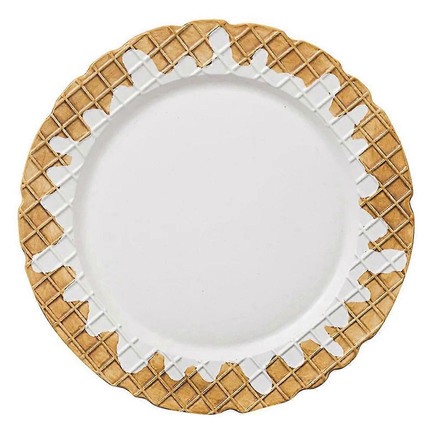 Cute Ceramic Office Dessert Plate,White,Sugar Cone Plate